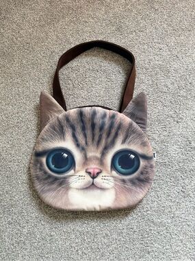 Miu Miu Brown Cat Face Shoulder Bag with Blue Eyes
